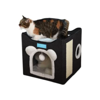 Cama para Gatos com 2 Andares Dobrável 41x35cm Duke e Dixie Marrom (Preto)