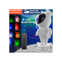 Luminária e Projetor De Estrelas e Lua Astronauta e Caixa de Som Bluetooth