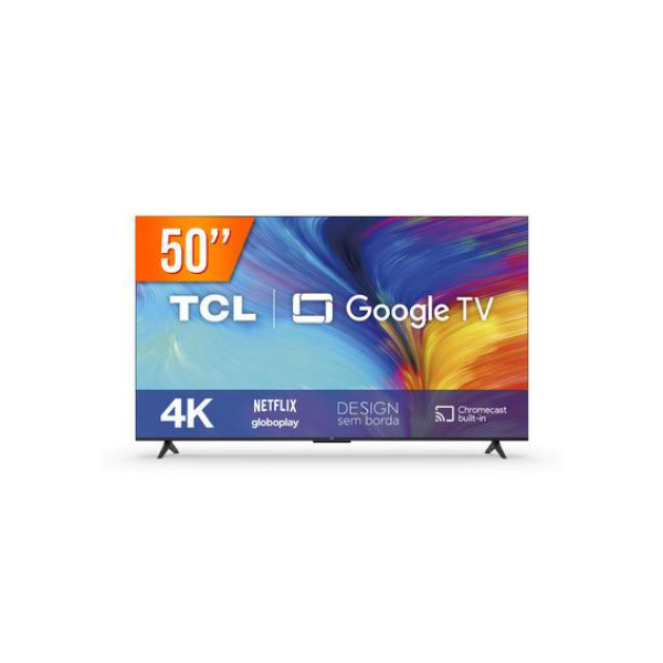 Smart TV 50 Polegadas TCL LED 4K, 3 HDMI, WiFi, Google Assistente, Chromecast, Bluetooth - 50P635