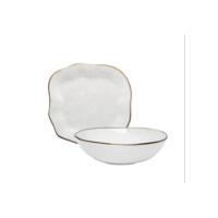 Conjunto travessa e saladeira de porcelana Baixelas Para Servir Maresia Areia Oxford, 2 peças