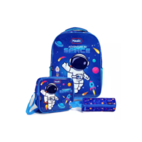 Kit De Mochila Escolar Magic Kids Mochila De Rodinhas Com Estojo E Lancheira Espaço Com Design Astronauta Multicolorido