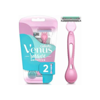 GILLETTE Venus Suave Sensitive, Aparelho de Depilação Feminino, 2 Aparelhos Descartáveis com Skin Elixir, Depilação Corporal para Pele Sensível