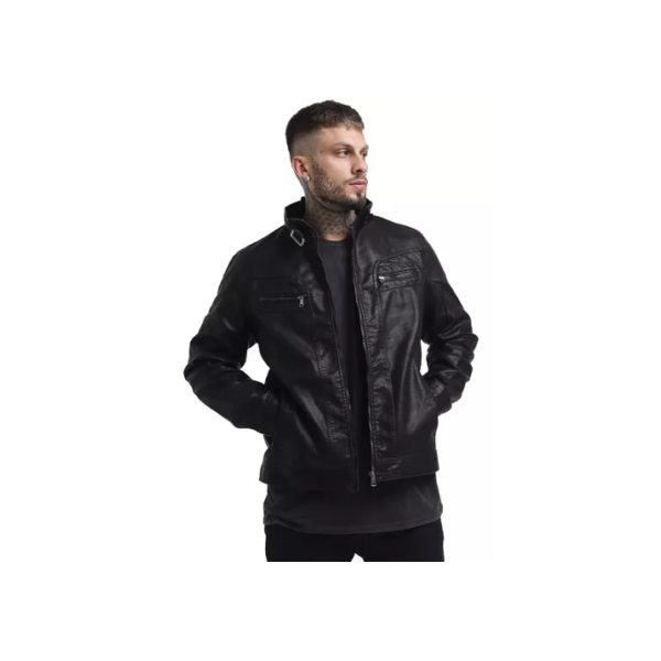 Jaqueta De Couro Gola Masculina Casaco Motoqueiro Plus Size