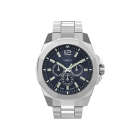 Timex Relógio Masculino Essex Avenue Multifunções 44 mm Quartzo com Pulseira de Aço Inoxidável, Prata, 22 (Modelo: TW2V43300VQ)