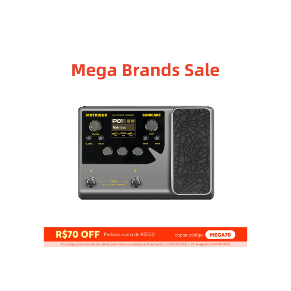 Sonicake-Processador Multi Efeitos com Pedal de Expressão, Looper Modelagem AMP, Baixo e Acústico Embutido, Novo 140