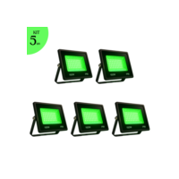 Kit 5 Refletor Led 100w Bivolt Luz Verde Ip66 Externa Minia