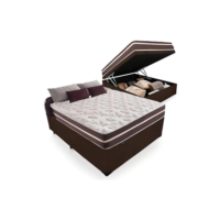 Cama Box Baú Casal + Colchão De Molas Classic Superlastic Cor Marrom