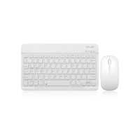Conjunto de teclado e mouse Bluetooth recarregável, portátil, sem fio, conjunto para Apple iPad, iPhone iOS 13 e acima, Samsung, tablet, smartphone, Android, Windows (branco de 10 polegadas)