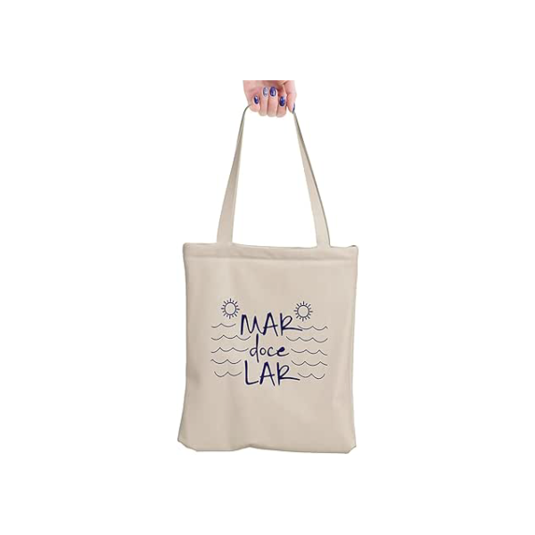 Bolsa de Moda Praia Ecobag Mar doce Lar Sacola Feminina Ecológica Algodão Cru