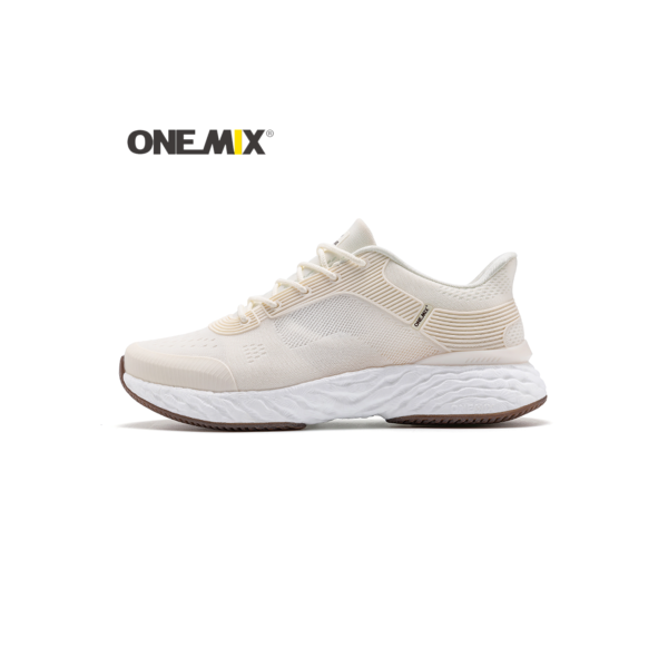 Onemix marfim branco tênis de corrida para homens grossos tênis maratona formadores calçados respirável malha mulher andando tênis
