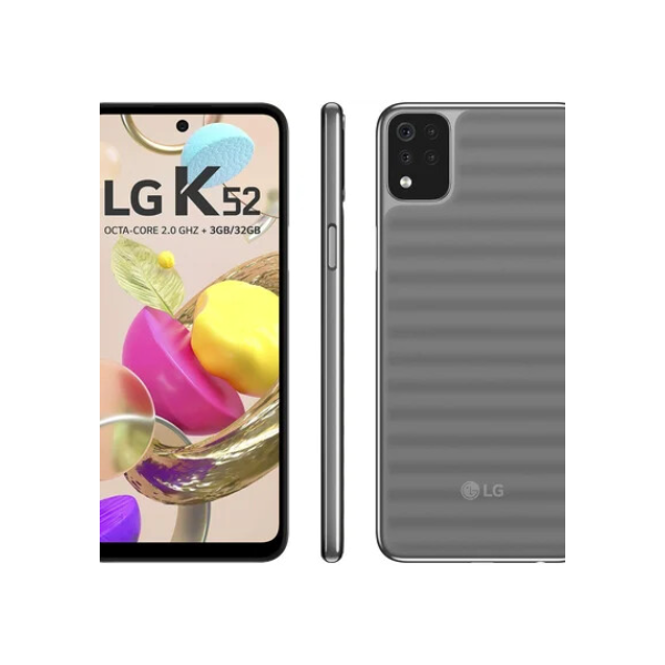 Smartphone LG K52, Android 10, Tela 6.6", Octa-core 3GB RAM, 64GB, Câmera Quádrupla 13MP+5MP+2MP+2MP, Selfie De 8MP, Cinza