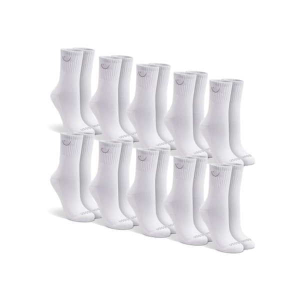 Kit com 10 Pares de Meias Cano Alto Algodão Usee Brasil (BR, Alfa, M, Regular, Regular, Branco)