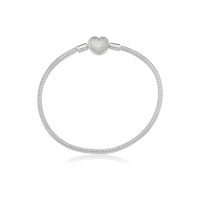 Pulseira Berloques Prata 925 Coração Zircônias Com Garantia
