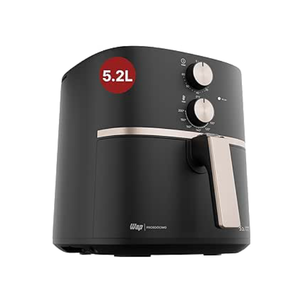 WAP Fritadeira Elétrica Air Fryer GRAND FAMILY 5,2 Litros, Temperatura Ajustável, Revestimento Antiaderente, 1500W 127V