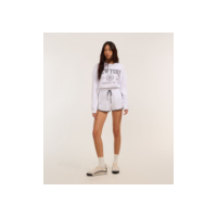 Short em Moletom com Forro Fleece e Viés Contrastante Branco