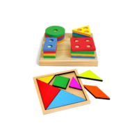 Kit Tangram + Formas Geométricas em madeira e EVA educativo pedagógico lúdico Escolar