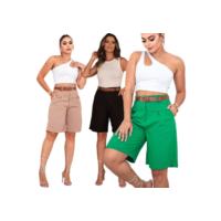 bermuda alfaiataria feminino  com cinto Shots Social linho Moda Feminina P, M, G, GG, G1, G2
