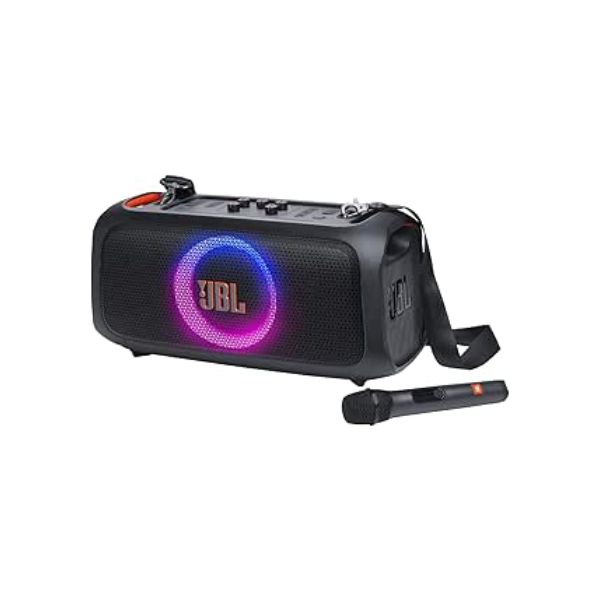 Caixa de Som, JBL, PartyBox On The Go Essential, Com Microfone, Bluetooth, Show de Luzes, À Prova de Respingos - 100W RMS