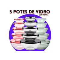 Conjunto Tigela Vidro Bowl Marmita Tampa 5 Peças Herméticos