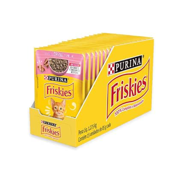 Pack Ração Friskies Filhotes Carne Ao Molho - Com 15 Sachês 85g