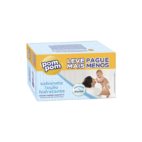 Kit Sabonete em Barra Pom Pom Loção Hidratante com 5 unidades de 70g cada