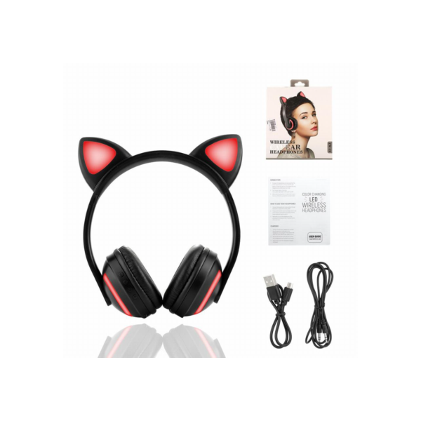 Fone De Ouvido Bluetooth Orelha De Gato Com Led Headfone Cosplay