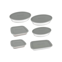 Assadeiras Jogo 6 Assadeiras de Vidro com Tampa Cor Cinza - Marinex