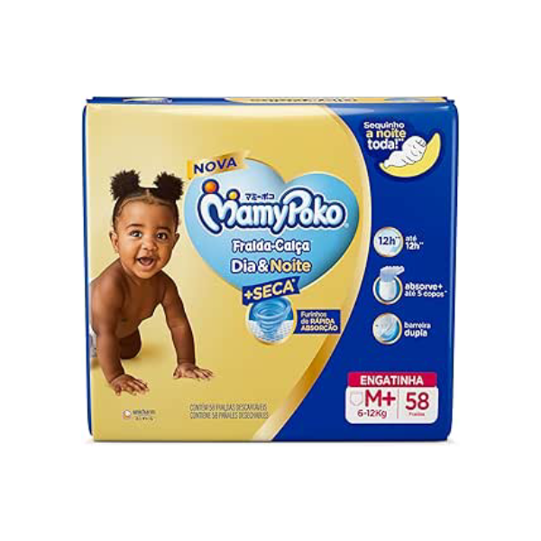 MamyPoko Fralda-Calça Dia&Noite M 58 Unidades