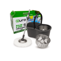 Mop Com Centrifuga Inox Com Refil de Microfibra e Cabo em Inox 8 Litros Mopi