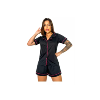 Pijama Americano Blogueira Golinha Botões Feminino Baby Doll