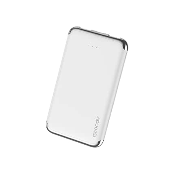 Geonav Power Bank, Carregador Portátil Universal 6.000mAh, 2 portas USB 2.1A, Led Indicador de bateria, PB6kWT, Branco