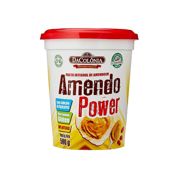 DaColônia Amendopower - Pasta De Amendoim Integral, Zero, 500G