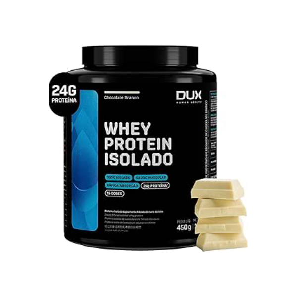 Whey Protein Isolado Chocolate Branco Pote 450g – Recuperação Muscular – DUX HUMAN HEALTH