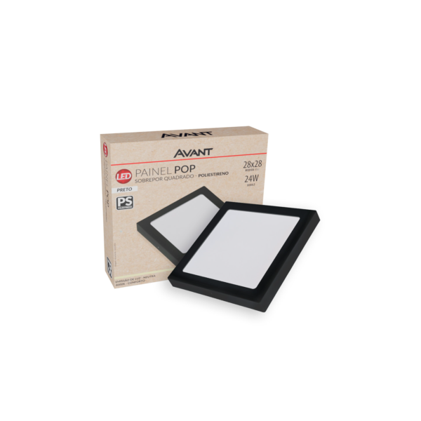 Painel Led Pop Quadrado Sobrepor 24W 4000k 28x28 Pr Avant