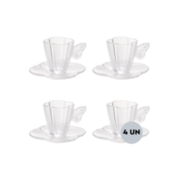 Conjunto 4 Xícaras de Café de Vidro com Pires Butterfly 80ml OU 180ML - Wolff