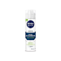 NIVEA MEN Espuma de Barbear Sensitive - Para peles sensíveis, alivia vermelhidão, com extrato de camomila e vitamina E, deslizamento suave da lâmina, reduz irritações, textura em espuma - 200ml