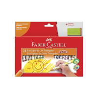 Lápis de Cor, Faber-Castell, Ecolápis Triangular Jumbo + Apontador com Depósito, 12.3024AP, 24 Cores