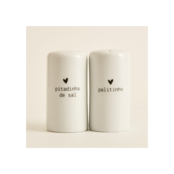 Saleiro e Paliteiro de porcelana branco mini
