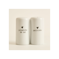Saleiro e Paliteiro de porcelana branco mini