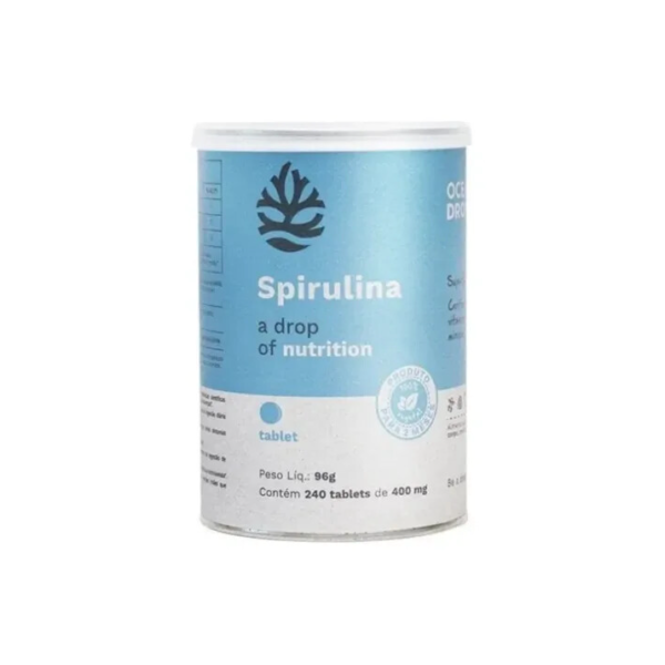 Spirulina 240 Tabletes- Ocean Drop - (400mg Cada) Sem Sabor