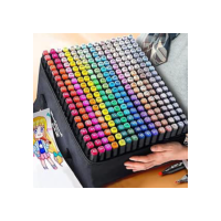 Canetinha Ponta Dupla para Colorir Kit Estojo de Canetas Escolar Marcador Coloridas Permanente Duas Pontas 24 Cores