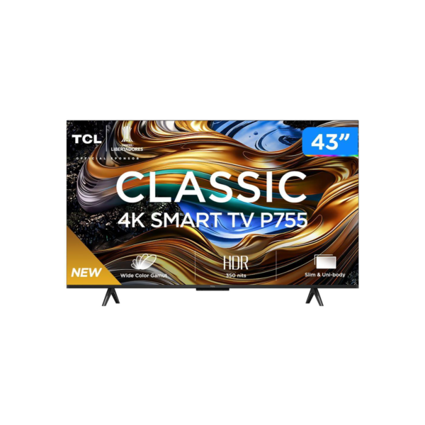 Smart TV 43" 4K UHD LED TCL 43P755 Wi-Fi Bluetooth 3 HDMI 1 USB