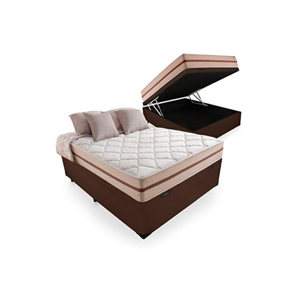 Cama Box Com Baú Casal + Colchão De Molas Ensacadas - Anjos - Classic 22x188x138cm