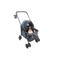 Carrinho de passeio pet para cães e gatos até 15kg com porta copo, 2 guias para pet de pequeno porte