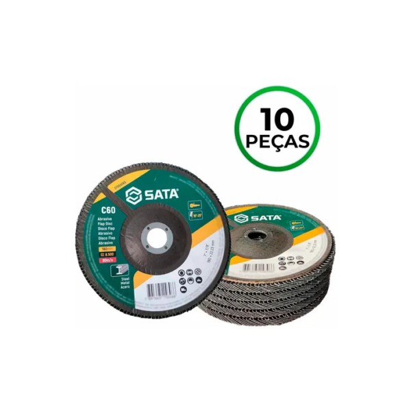 Disco Flap Abrasivo P/ Metal 7 Pol. Grão 60 Sata St55506g Cor Verde