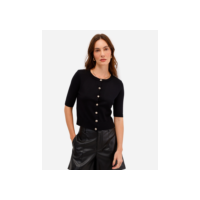 cardigan feminino de tricot com botões preto