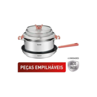 Jogo De Panelas 4 Peças Tefal Opti'space Inox Fundo Triplo