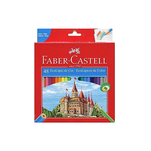 Lápis de Cor Sextavado, Faber-Castell, Ecolápis, 120148G, 48 Cores