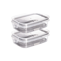 Kit 2 Potes Porta Frios Queijo Presunto Hermético Empilhavel Cinza