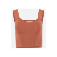 Blusa Regata Cropped em Tricô com Alças Largas Laranja